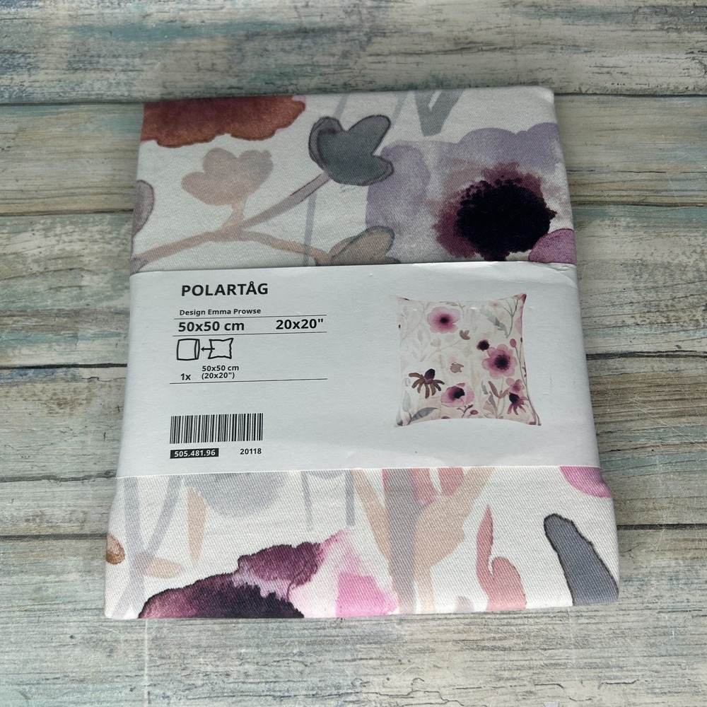 Ikea‎ Polartag Pillow Cover Case Cotton 20" x 20" Floral